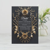 Elegant zwart en goud bloemen luxe ontwerp kaart (Staand voorkant)