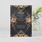 Elegant zwart en goud bloemen luxe ontwerp kaart (Staand voorkant)