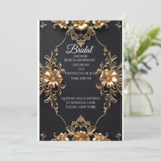 Elegant zwart en goud bloemen luxe ontwerp kaart