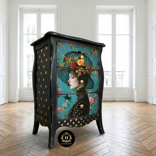 Elegant Zwart en Goud Bloemen Vogelkooi Pet Tissuepapier