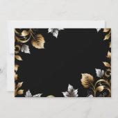 Elegant zwart en goud bloemenassortiment Bespaar d Save The Date (Achterkant)