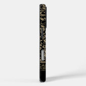 Elegant zwart en goud bloemenmonogram Case-Mate iPhone case (Achterkant / Rechts)