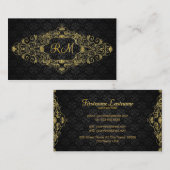 Elegant zwart en goud  bloemig Lijst Visitekaartje (Voorkant / Achterkant)