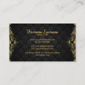 Elegant zwart en goud  bloemig Lijst Visitekaartje (Achterkant)