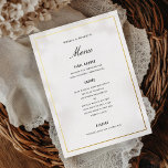 Elegant zwart en goud bruiloft diner Menu Kaart<br><div class="desc">Echte gouden folie voor rand,  knip en plak elke tekst op de "Folie" -laag om in folie af te drukken. kies uit gouden,  zilveren of rozen gouden folie. De voor- en achtergrondachtergrondkleuren zijn aanpasbaar in platte inkt.</div>