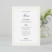 Elegant zwart en goud bruiloft diner Menu Kaart (Staand Voorkant)