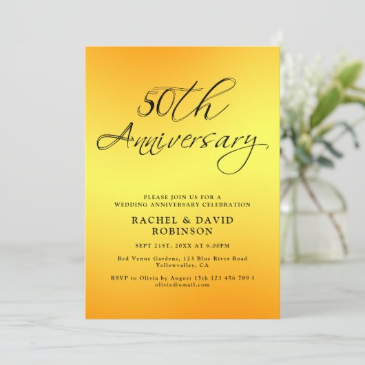 Elegant zwart en goud bruiloft Jubileum foto Kaart (Staand voorkant)