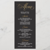 Elegant Zwart en Goud Bruiloft Menu Kaart (Voorkant)