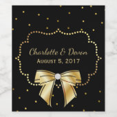 Elegant Zwart en Goud Bruiloft Wijn Label Etiket (Enkel label)