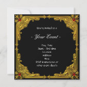 Elegant zwart en goud carrousel paard kaart (Achterkant)