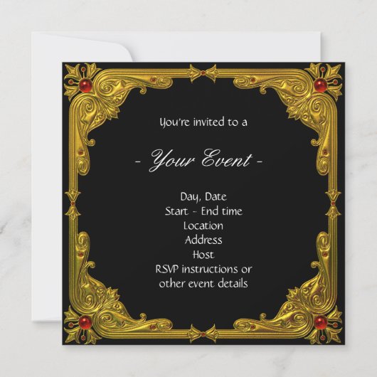 Elegant zwart en goud carrousel paard kaart (Achterkant)