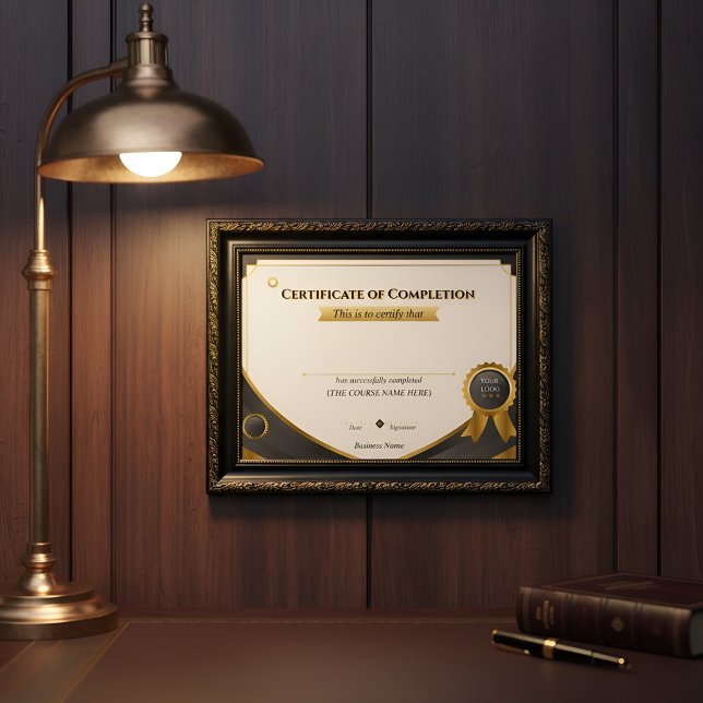 Elegant zwart en goud certificaat van voltooiing P (Creator heeft geüpload)