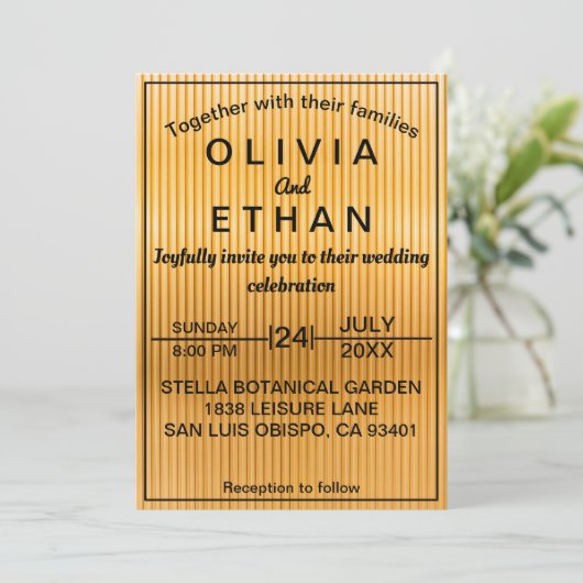 Elegant zwart en goud classy chique bruiloft kaart (Staand voorkant)