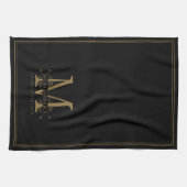 Elegant zwart en goud Classy Monogram familie Theedoek (Horizontaal)