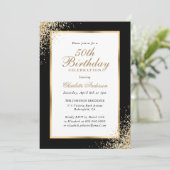 Elegant zwart en goud Confetti 50ste verjaardag Kaart (Staand voorkant)