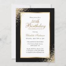 Elegant zwart en goud Confetti 50ste verjaardag