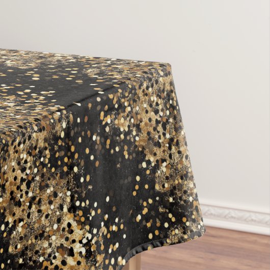 Elegant zwart en goud Confetti Glitter Party Tafelkleed (Voorbeeld)