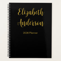 Elegant Zwart en Goud Cursief Script Naam 2026