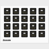 Elegant Zwart en Goud Custom 2025 Afstuderen Vierkante Sticker (Vel)