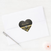 Elegant Zwart en Goud Damask Dank u Stickers (Envelop)
