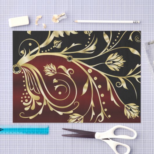 Elegant, zwart en goud,  damesje tissuepapier (Craft)