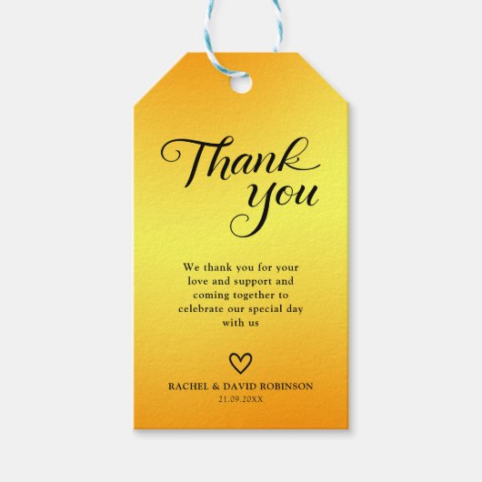 Elegant Zwart en Goud Dank u gunst Cadeaulabel (Voorkant)