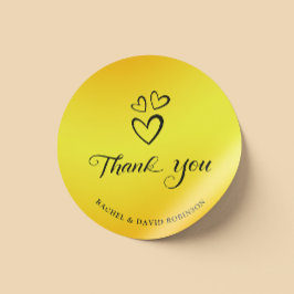 Elegant Zwart en Goud Dank u Ronde Sticker