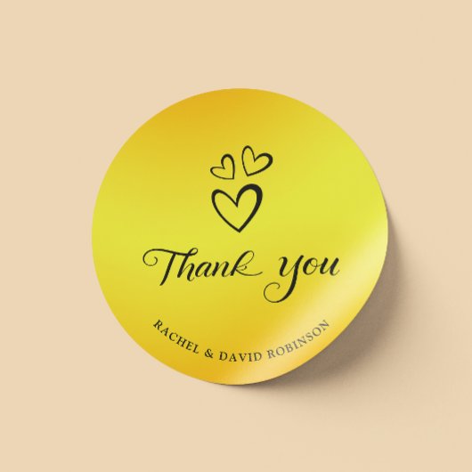 Elegant Zwart en Goud Dank u Ronde Sticker