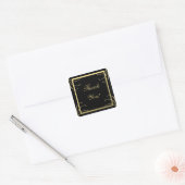 Elegant Zwart en Goud Dank u Vierkante Sticker (Envelop)
