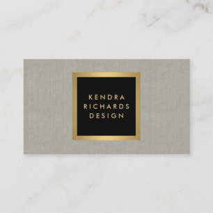 Elegant zwart en goud designer linnen effect visitekaartje