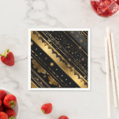 Elegant zwart en goud diagonaal gestreept servet (Insitu)