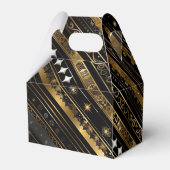Elegant zwart en goud diagonaal gestreepte gevel bedankdoosjes (Achterkant)