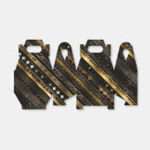 Elegant zwart en goud diagonaal gestreepte gevel bedankdoosjes (Uitgevouwen)