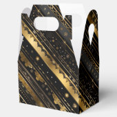Elegant zwart en goud diagonaal gestreepte gevel bedankdoosjes (Geopend)