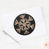 Elegant Zwart en Goud Diamant Sneeuwvlok Kerstmis Ronde Sticker (Envelop)