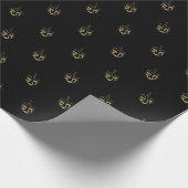 Elegant zwart en goud dreidel patroon Chanoeka Cadeaupapier (Hoek)
