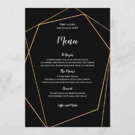 Elegant Zwart en Goud Eenvoudig Geometrisch Lijst Menu