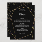 Elegant Zwart en Goud Eenvoudig Geometrisch Lijst Menu (Voorkant / Achterkant)