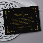 Elegant Zwart en Goud Eenvoudige Sympathie Uitvaar Bedankkaart