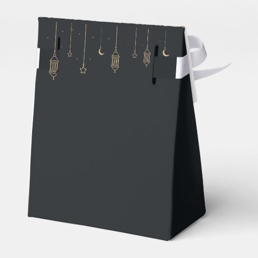 Elegant Zwart en Goud Eid Mubarak Gift Box Bedankdoosjes (Achterkant)