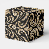 Elegant Zwart en Goud Faux Glitter Bruiloft Bedankdoosjes (Achterkant)