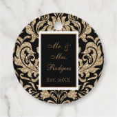 Elegant Zwart en Goud Faux Glitter Bruiloft Bedankjes Labels (Achterkant)