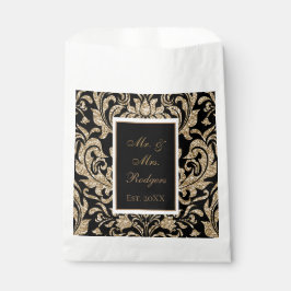 Elegant Zwart en Goud Faux Glitter Bruiloft Bedankzakje