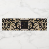 Elegant Zwart en Goud Faux Glitter Bruiloft Waterfles Etiket (Enkel label)