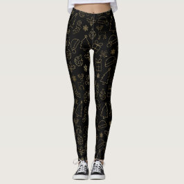 Elegant zwart en goud folie kerstpatroon leggings