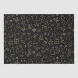 Elegant zwart en goud folie kerstpatroon tissuepapier