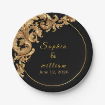 Elegant Zwart en Goud Folie Koninklijke Huwelijk 