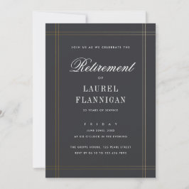 Elegant zwart en goud formeel pensioenfeest kaart