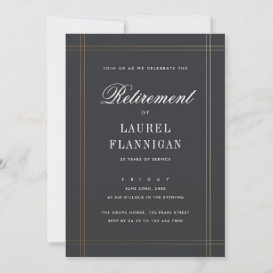 Elegant zwart en goud formeel pensioenfeest kaart