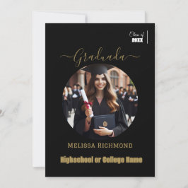 Elegant Zwart en goud Foto Spaans Afgestudeerd Aankondiging